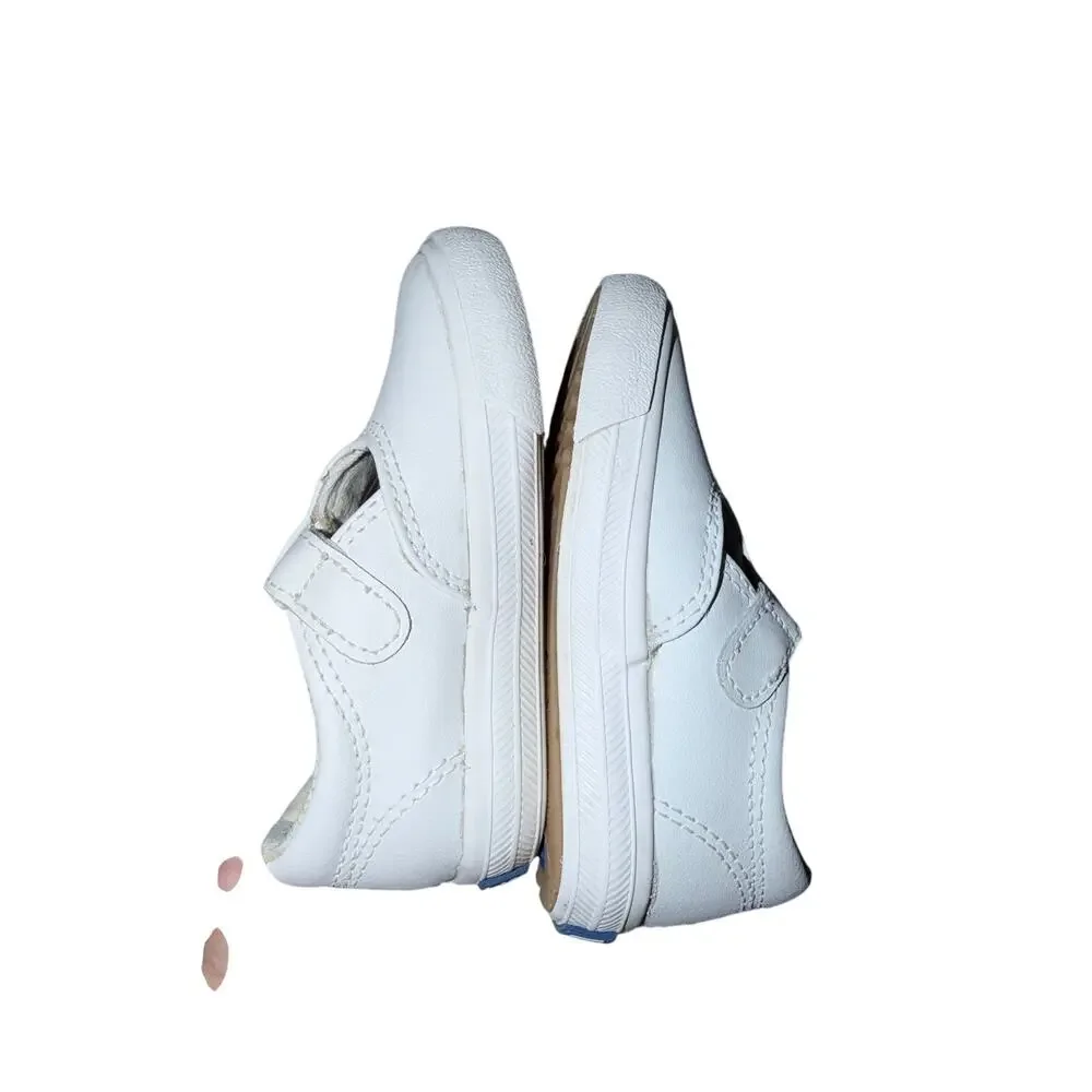 Keds white leather baby toddler T strap Maryjane shoes flower US 5